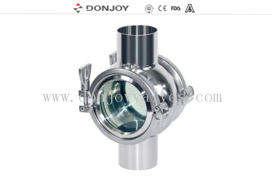 Tube Sight Glass With Light / 4 Way Sight Glass With Weld End