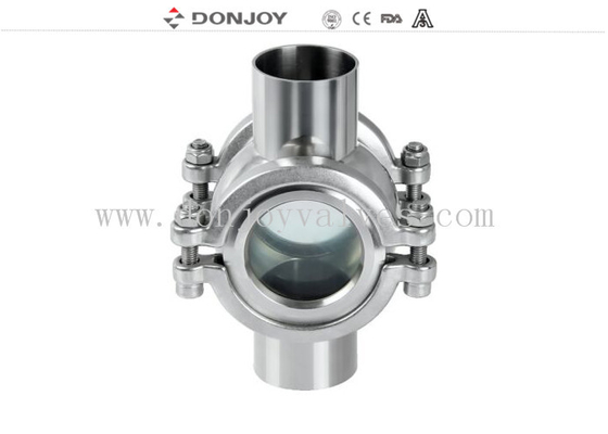 Tube Sight Glass With Light / 4 Way Sight Glass With Weld End